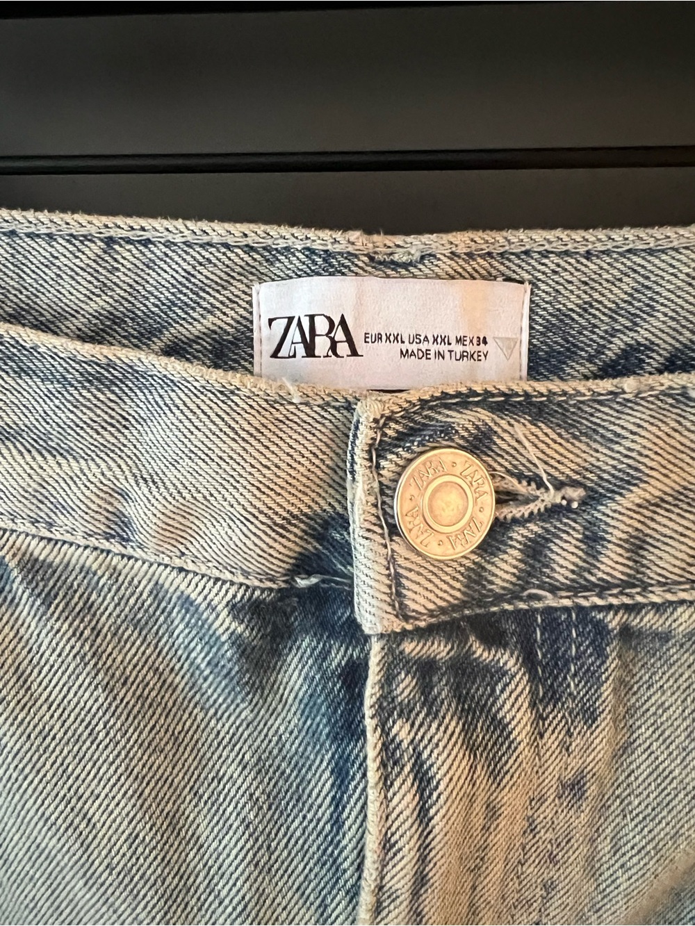 Zara Light Wash Denim Midi Skirt with Front Slit - Picture 3 of 3
